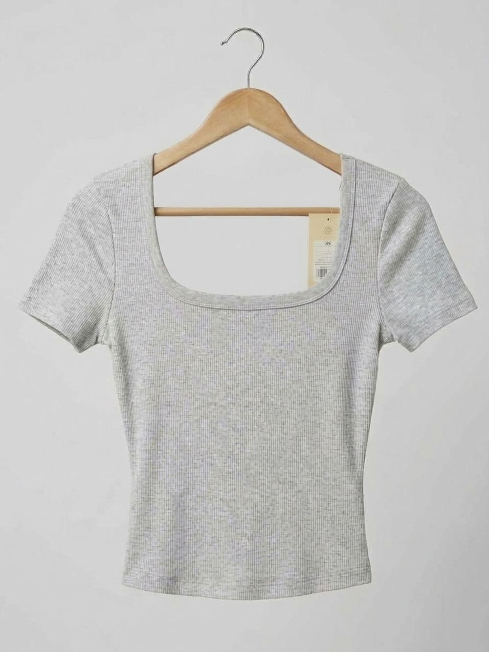 NWT Universal Thread Gray Ribbed Square Neck Short Sleeve Top (0473)